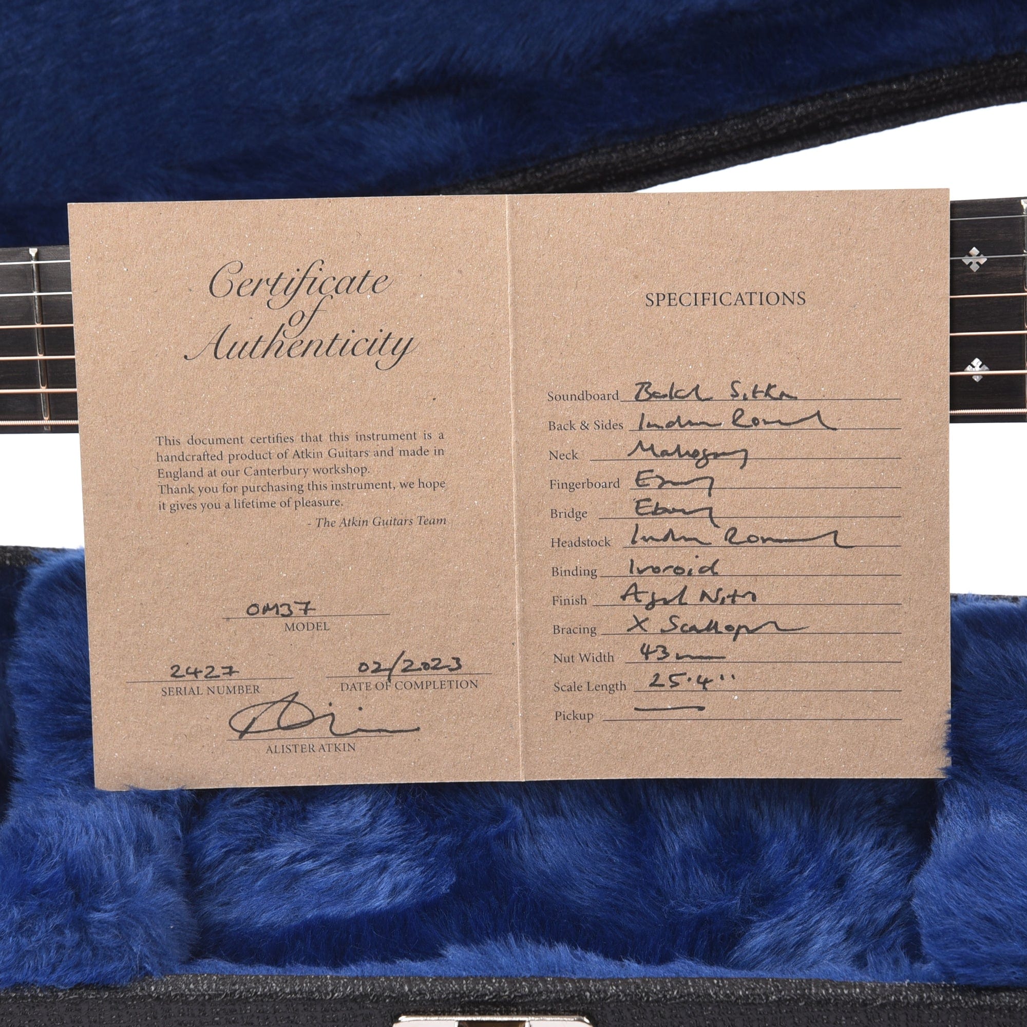 Atkin OM37 Aged Baked Sitka/Rosewood Natural Acoustic Guitars / OM and Auditorium