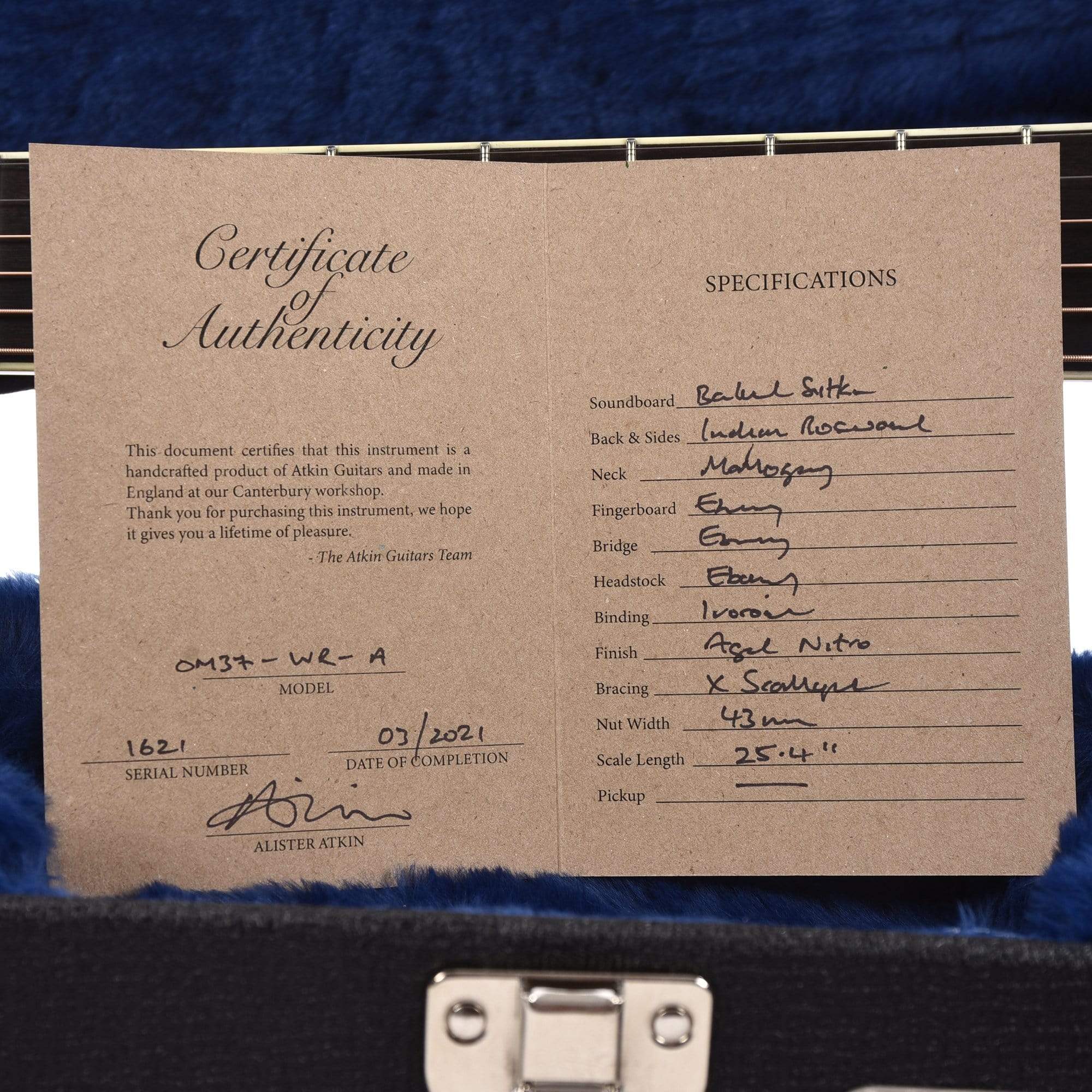 Atkin The White Rice OM Aged Torrified Sitka/Rosewood Black Top Acoustic Guitars / OM and Auditorium