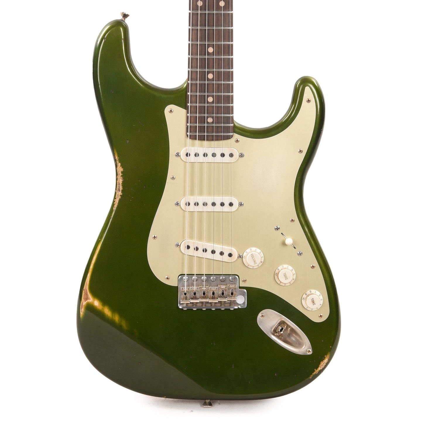 Atkin 63 S-Style Aged Candy Apple Green w/Gold Pickguard & Flame Maple Neck Electric Guitars / Solid Body