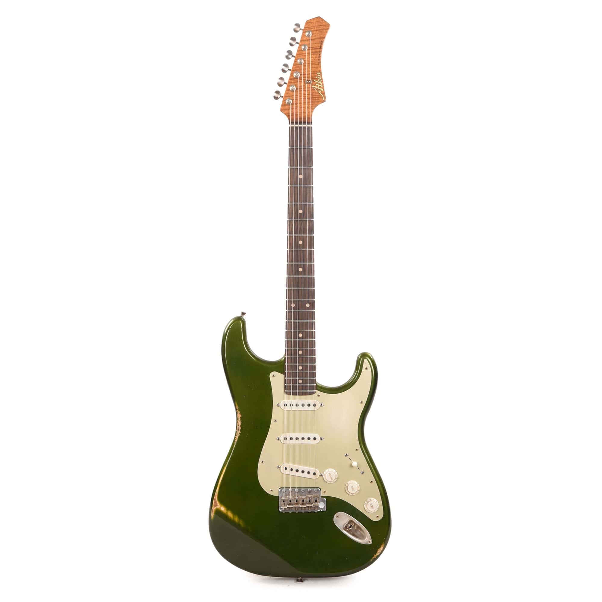 Atkin 63 S-Style Aged Candy Apple Green w/Gold Pickguard & Flame Maple Neck Electric Guitars / Solid Body
