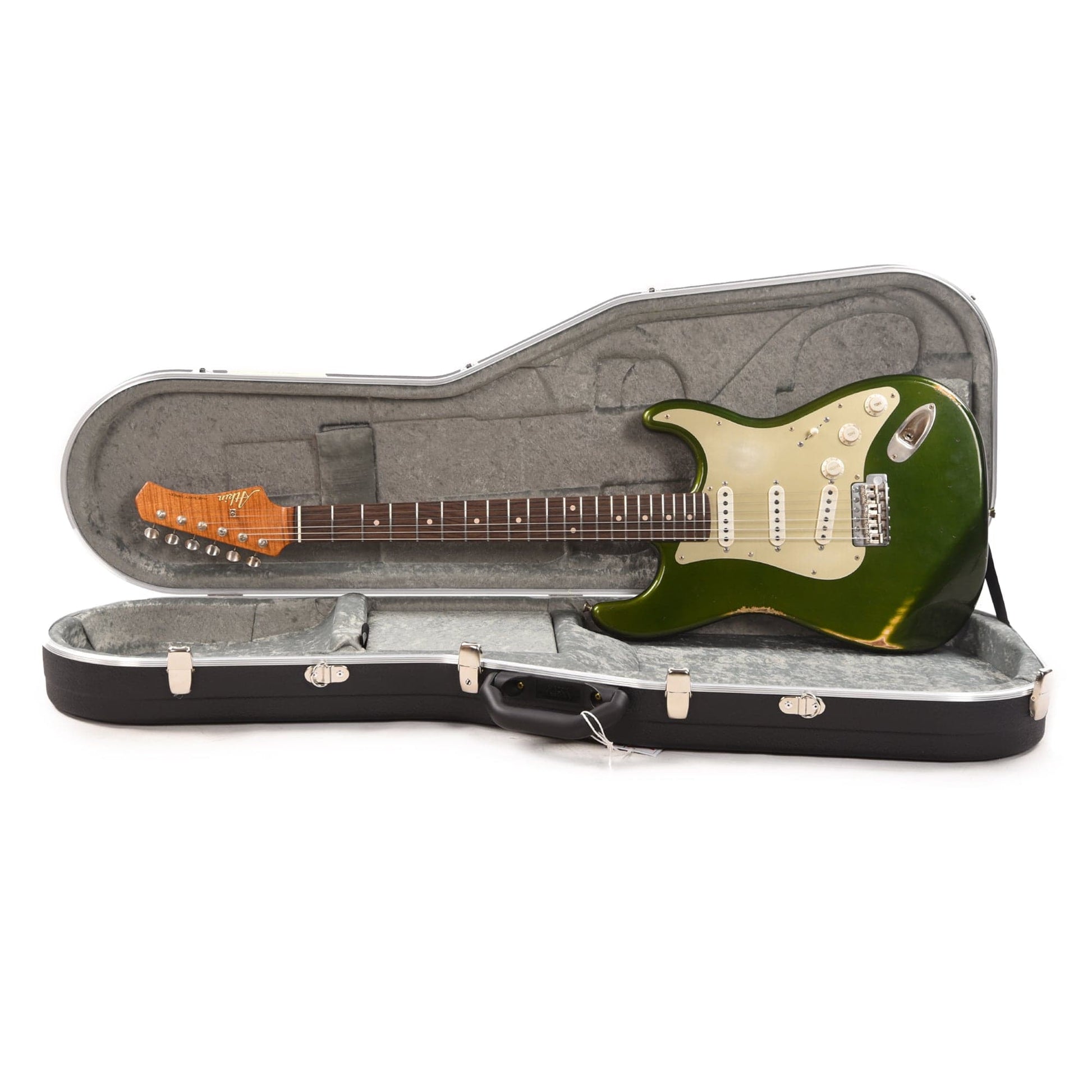 Atkin 63 S-Style Aged Candy Apple Green w/Gold Pickguard & Flame Maple Neck Electric Guitars / Solid Body