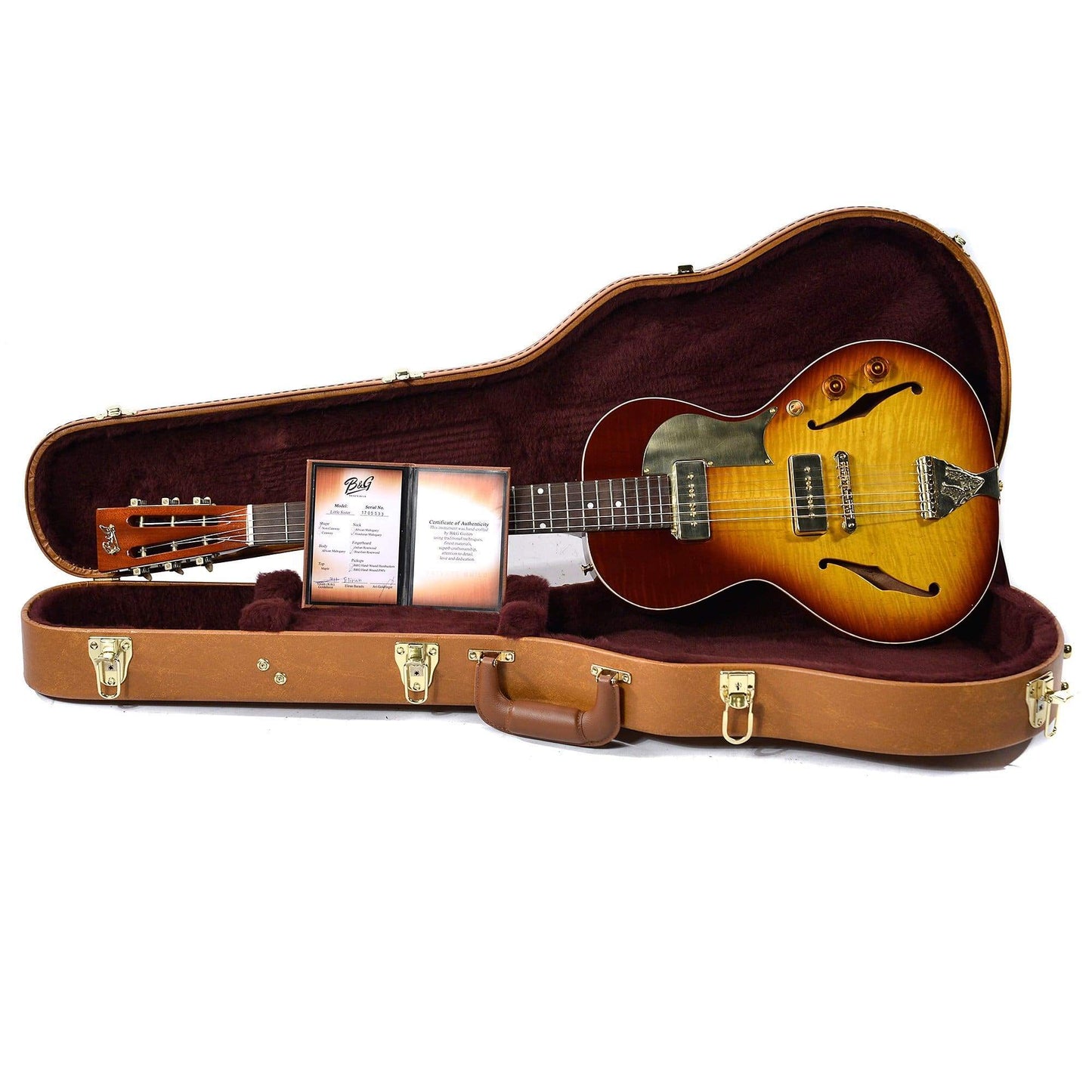 B&G Little Sister w/Non-Cutaway, P-90s, Brazilian Board, and Honduras Mahogany Neck Electric Guitars / Semi-Hollow