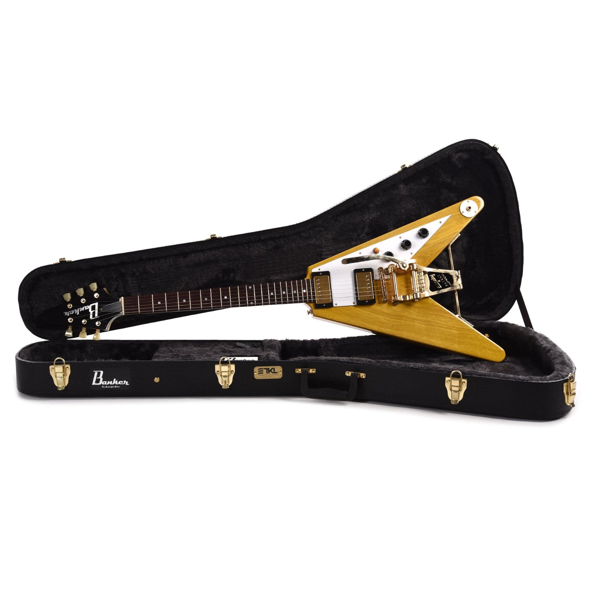 Banker Custom 58 Spec V Korina Natural Lightly Aged Brazilian Rosewood Fingerboard w/Bigsby & OX4 PAF Pickups Electric Guitars / Solid Body