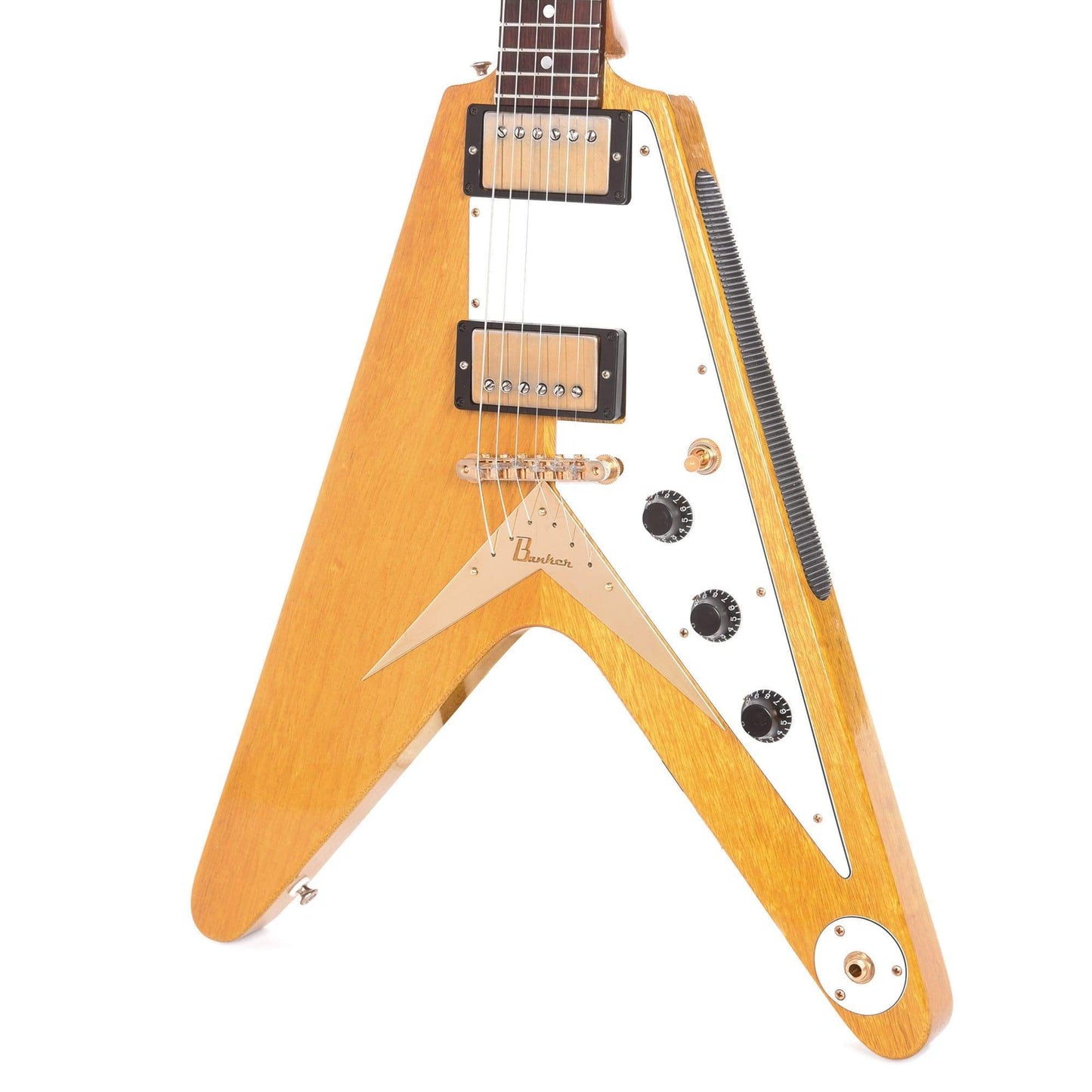 Banker Custom 58 Spec V Korina Natural Lightly Aged w/Brazilian Rosewood Fingerboard, OX4 Hot Duane Gold PAF Pickups, & 3-Ply White Pickguard Electric Guitars / Solid Body