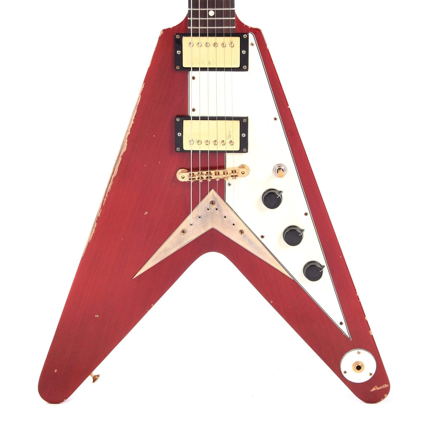 Banker Custom BKV Korina Cherry Red Heavy Aged w/OX4 Gold Hot Duane PAF Pickups Electric Guitars / Solid Body