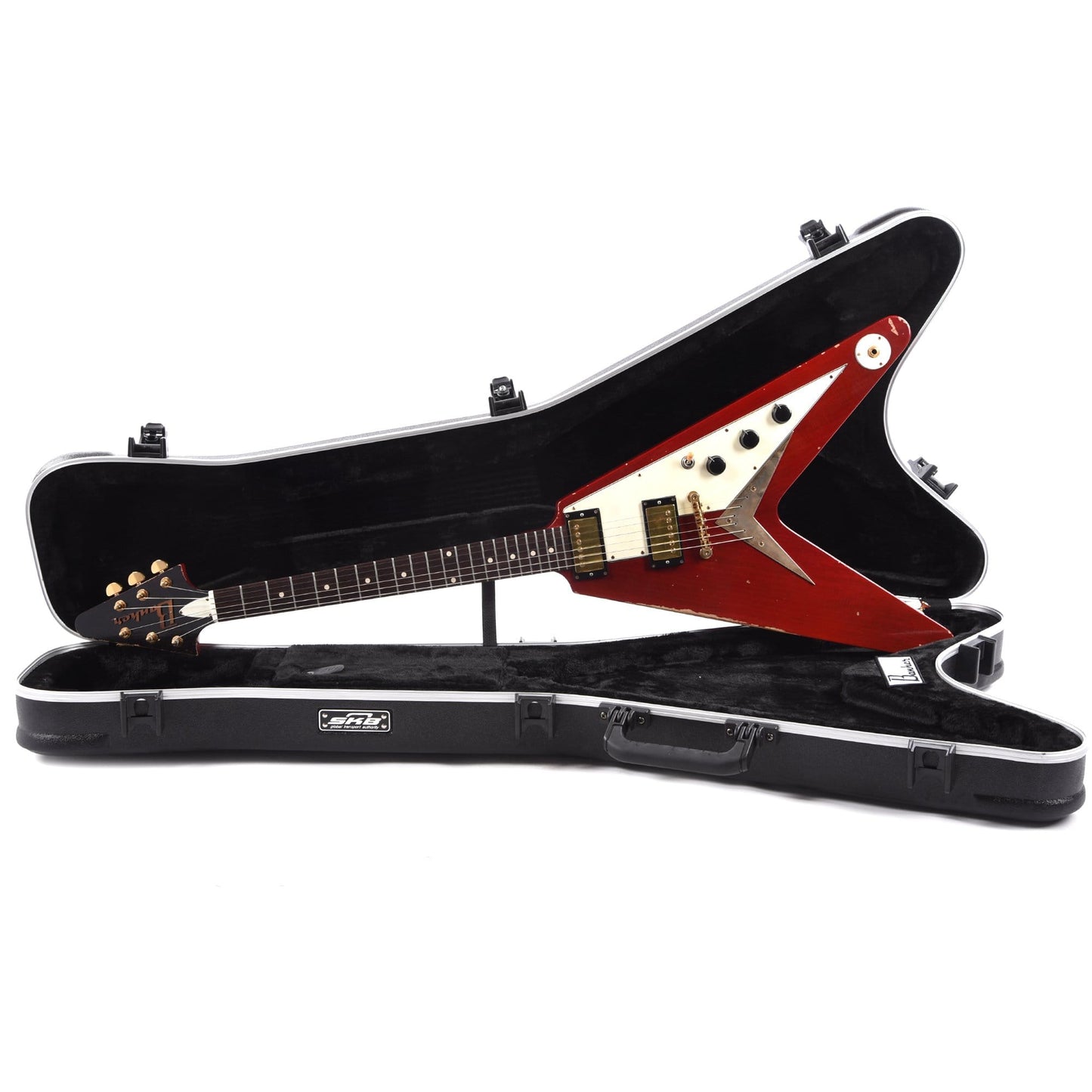 Banker Custom BKV Korina Cherry Red Heavy Aged w/OX4 Gold Hot Duane PAF Pickups Electric Guitars / Solid Body