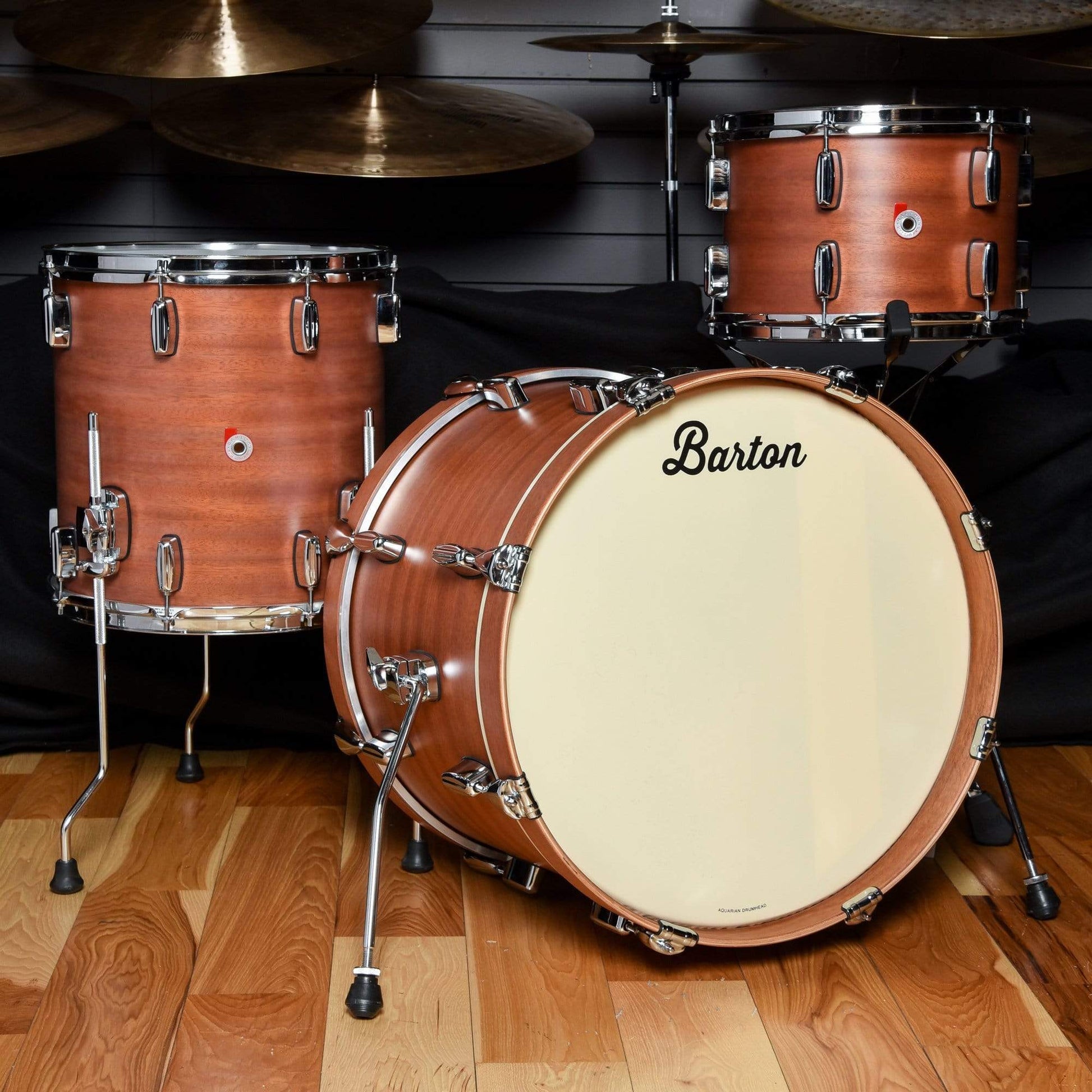 Barton Drum Co. 12/14/20 3pc. Mahogany/Poplar Drum Kit Ribbon Satin Drums and Percussion / Acoustic Drums / Full Acoustic Kits