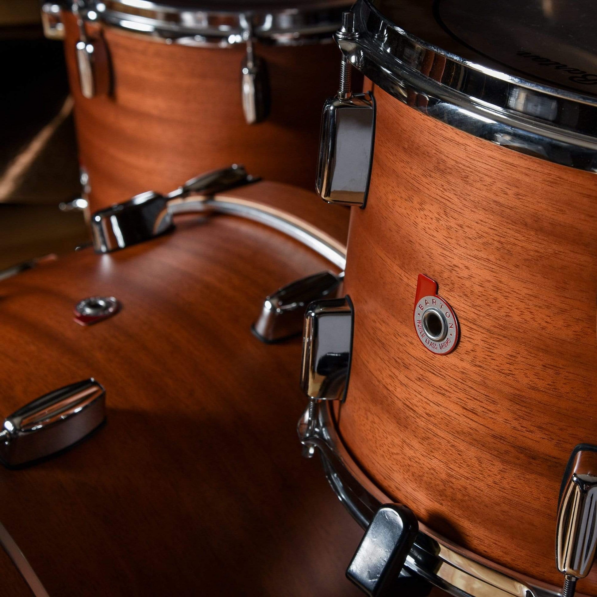 Barton Drum Co. 13/16/22 3pc. Mahogany/Poplar Drum Kit Ribbon Satin Drums and Percussion / Acoustic Drums / Full Acoustic Kits