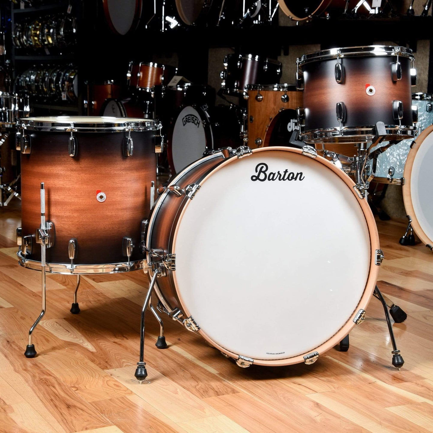 Barton Drum Co. 13/16/22x12 3pc. Mahogany/Poplar Drum Kit Ribbon Fade Drums and Percussion / Acoustic Drums / Full Acoustic Kits