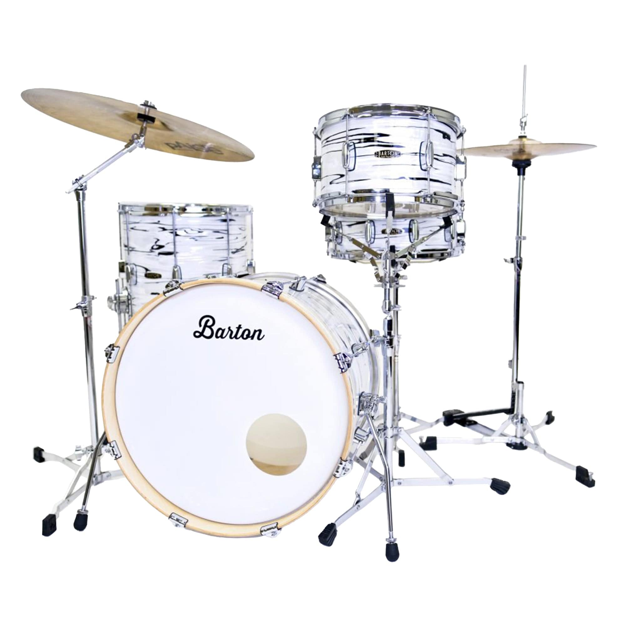 Barton Studio Custom Birch 12/14/20 3pc. Drum Kit White & Black Oyster Drums and Percussion / Acoustic Drums / Full Acoustic Kits