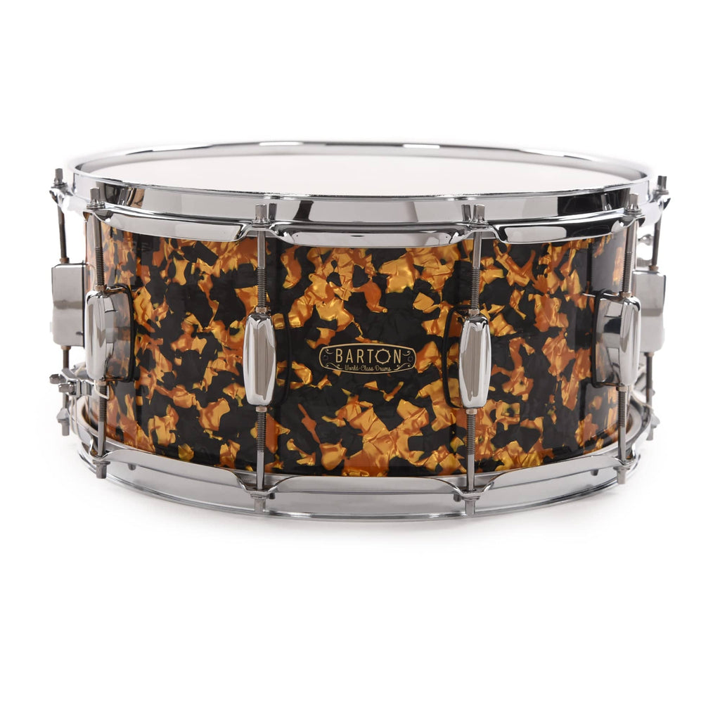 Barton Studio Custom Maple 6.5x14 Snare Drum Black & Gold Pearl