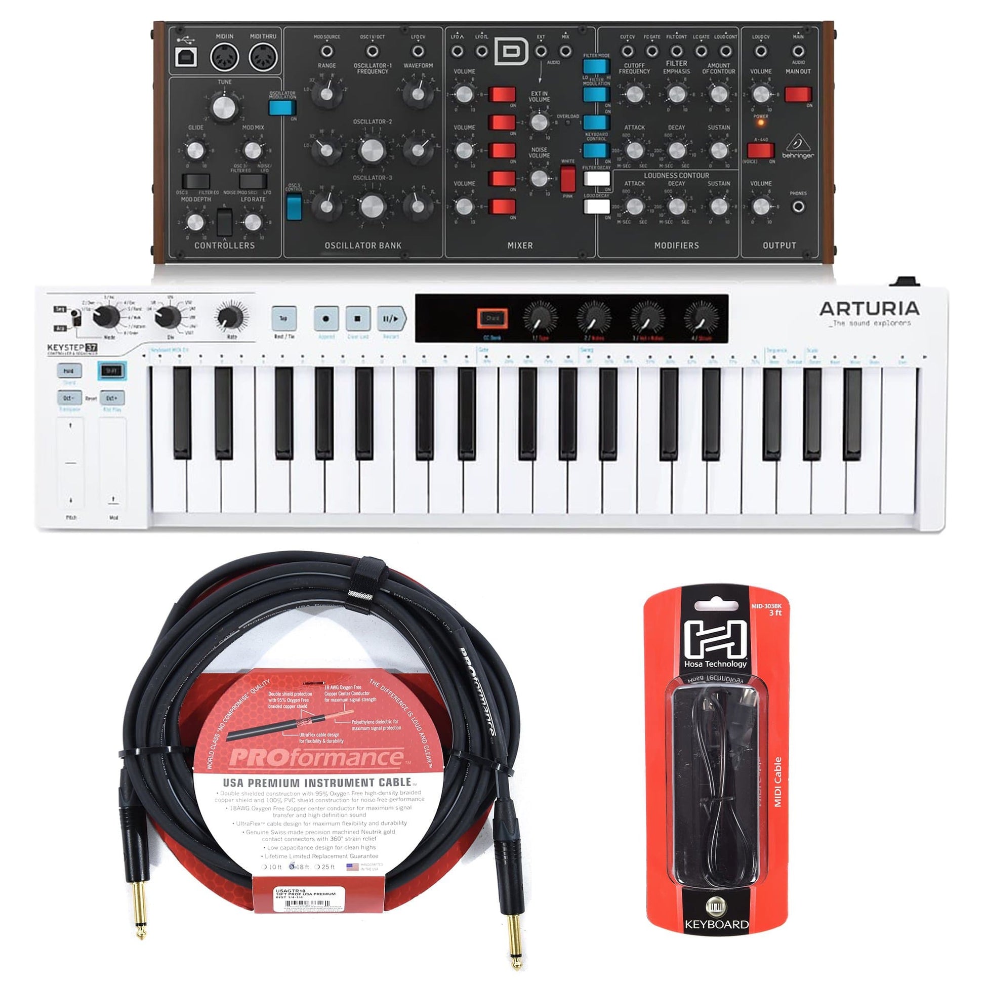 Behringer Model D Legendary Analog Synthesizer and Arturia KeyStep 37 USB Midi Controller Essentials Bundle Keyboards and Synths / Synths / Analog Synths