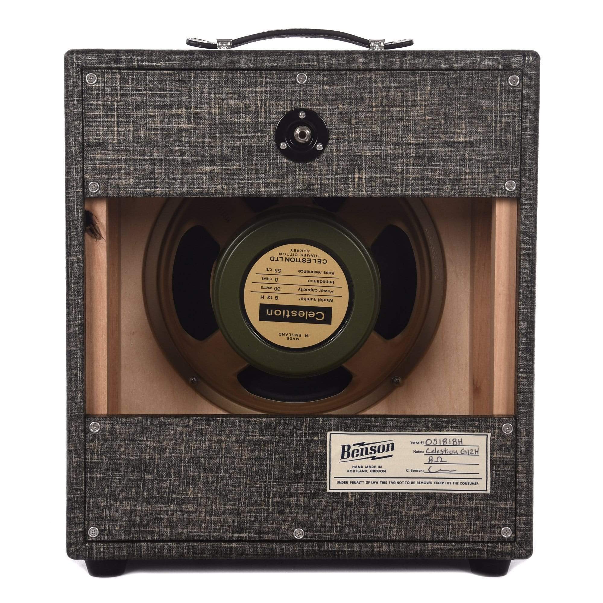 Benson Monarch 1x12 Speaker Cabinet Night Moves w/Wheat Grill & Celestion G12H Amps / Guitar Cabinets