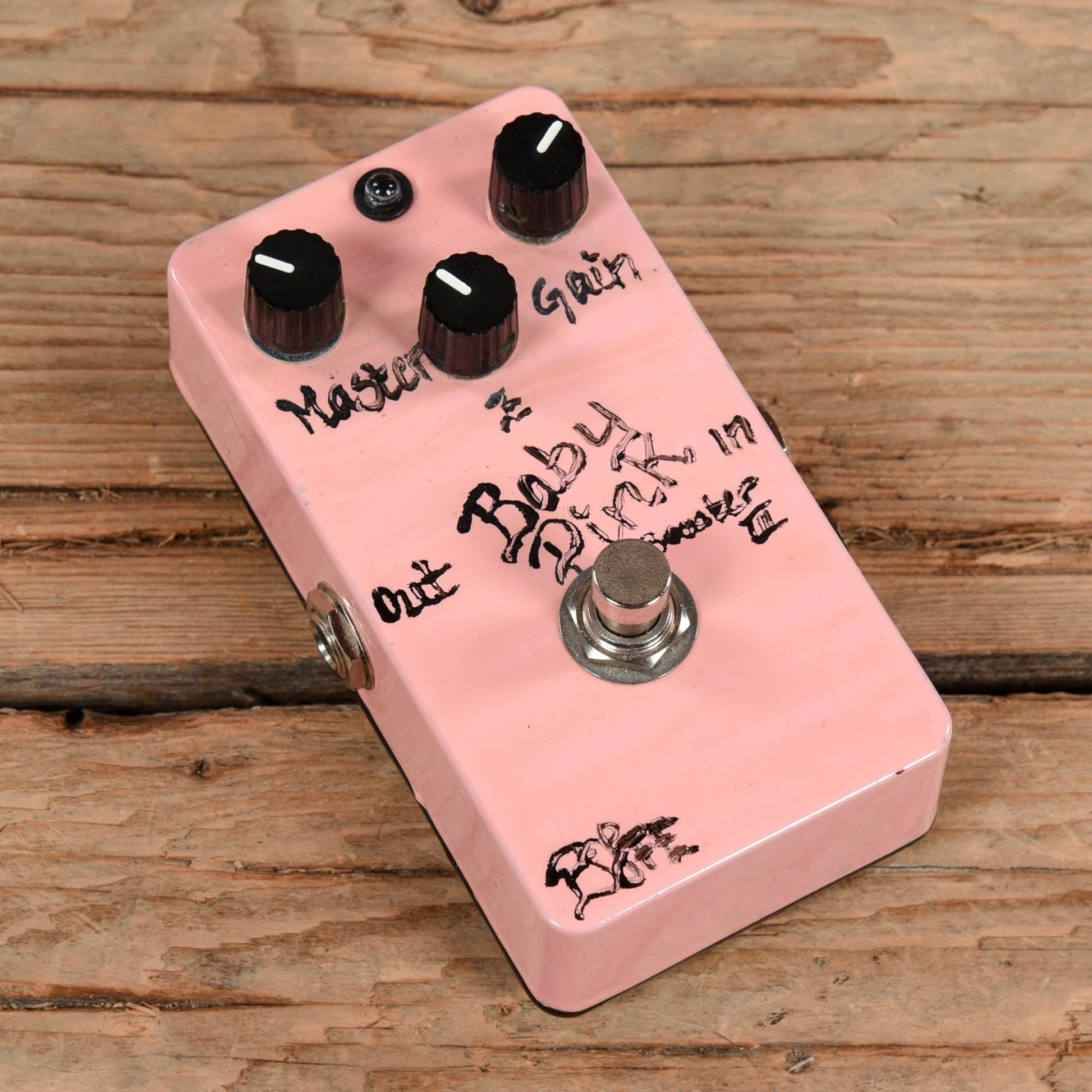 pink guitar pedal BJFE Baby Pink Booster 3-Knob