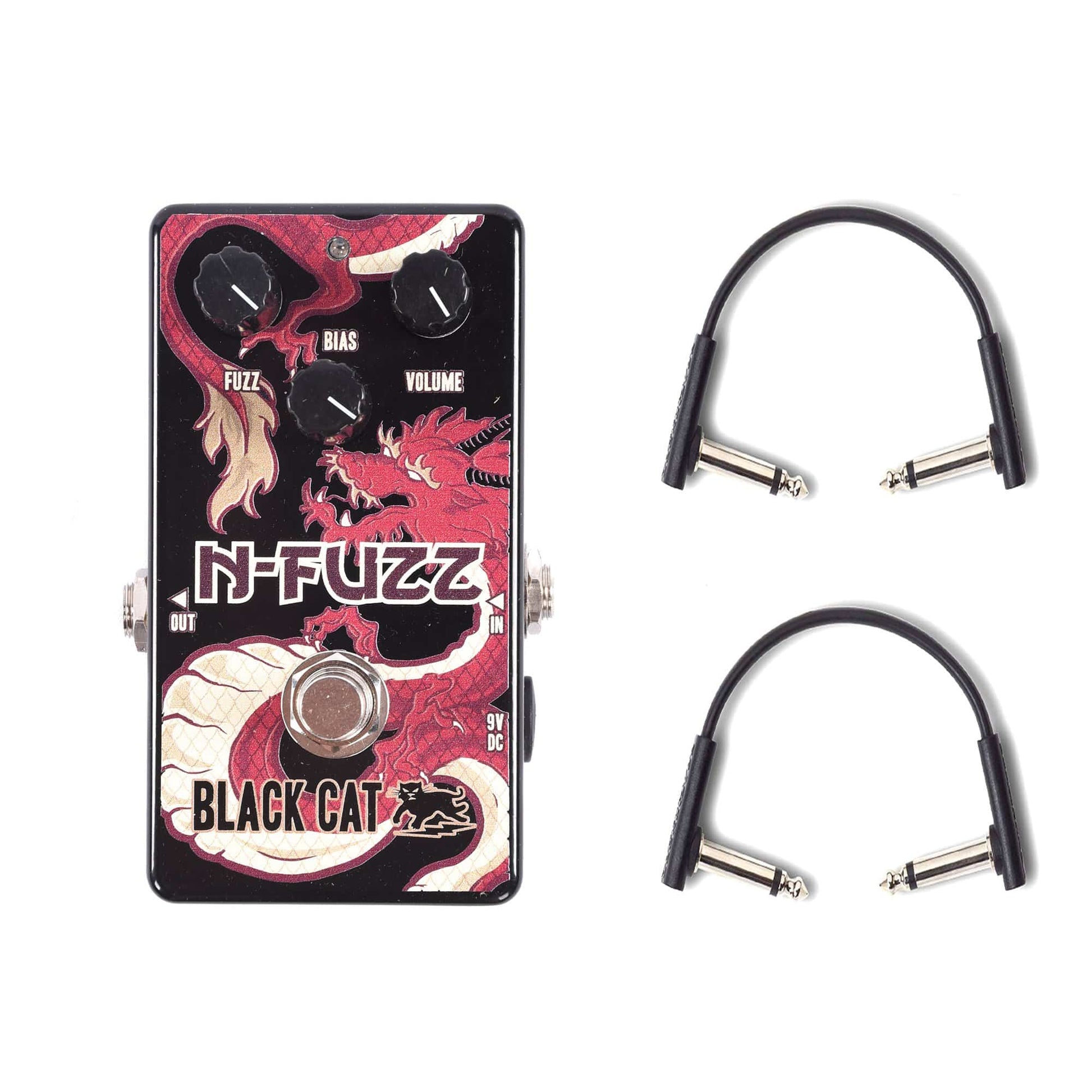 Black Cat N-Fuzz v2 w/RockBoard Flat Patch Cables Bundle Effects and Pedals / Fuzz
