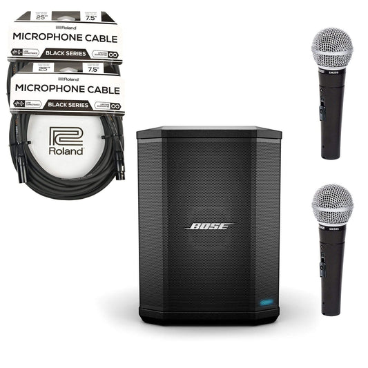 Bose S1 Pro Multi-Position PA System w/ Included Battery Pack, 2 SM58S and Roland XLR Cables Bundle Pro Audio / Portable PA Systems