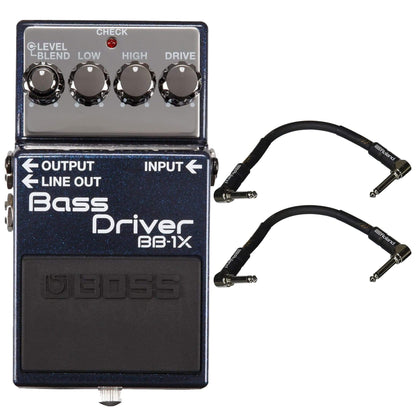 Boss BB-1X Bass Driver Bundle w/ 2 Roland Black Series 6 inch Patch Cables Effects and Pedals / Bass Pedals
