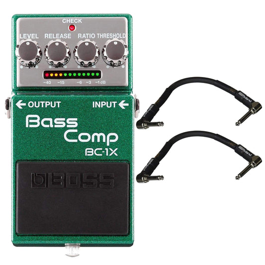 Boss BC-1X Bass Compressor Bundle w/ 2 Roland Black Series 6 inch Patch Cables Effects and Pedals / Bass Pedals