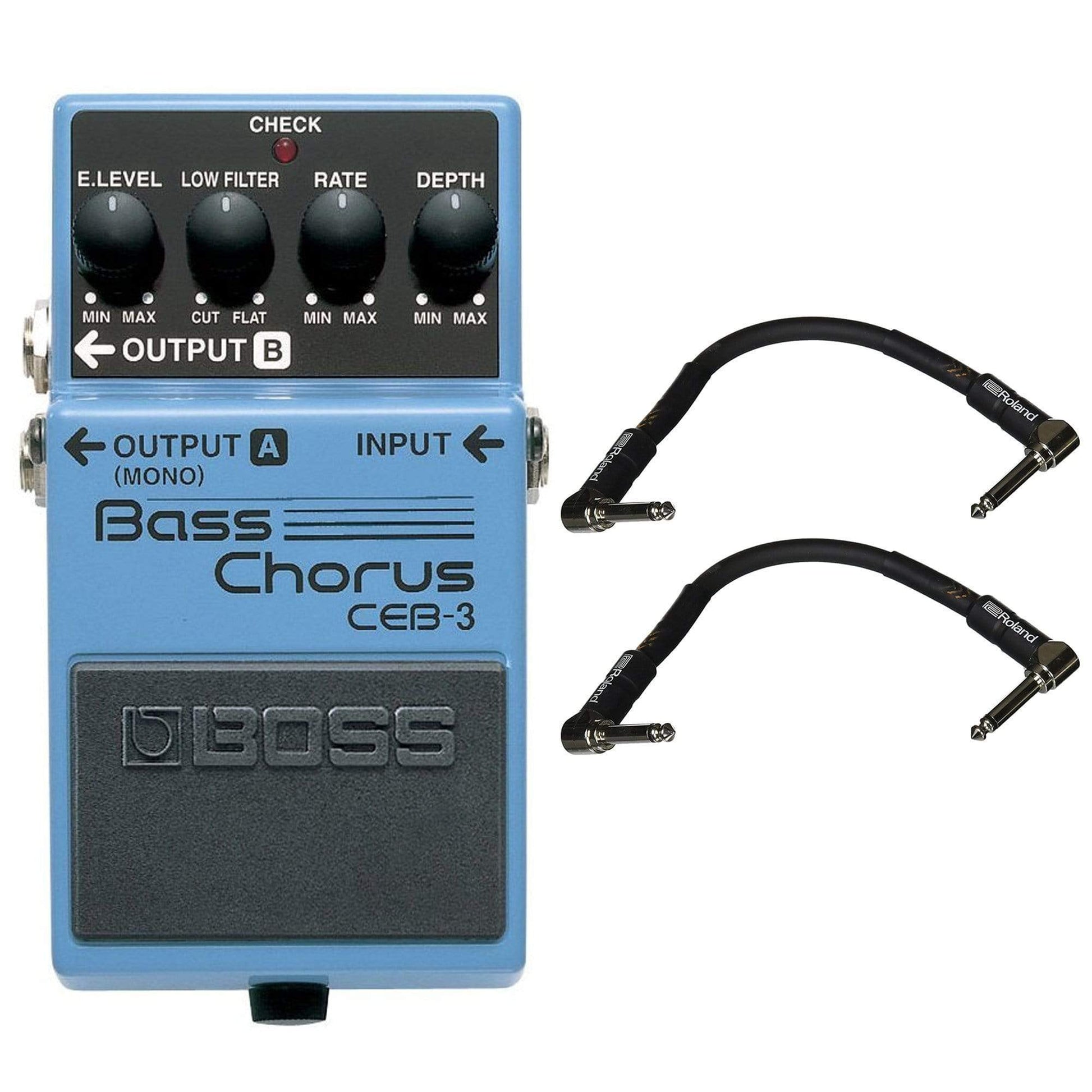 roland bass pedal Boss CEB-3 Bass Chorus Bundle w/ 2 Roland Black Series 6 inch Patch Ca – Chicago Music Exchange