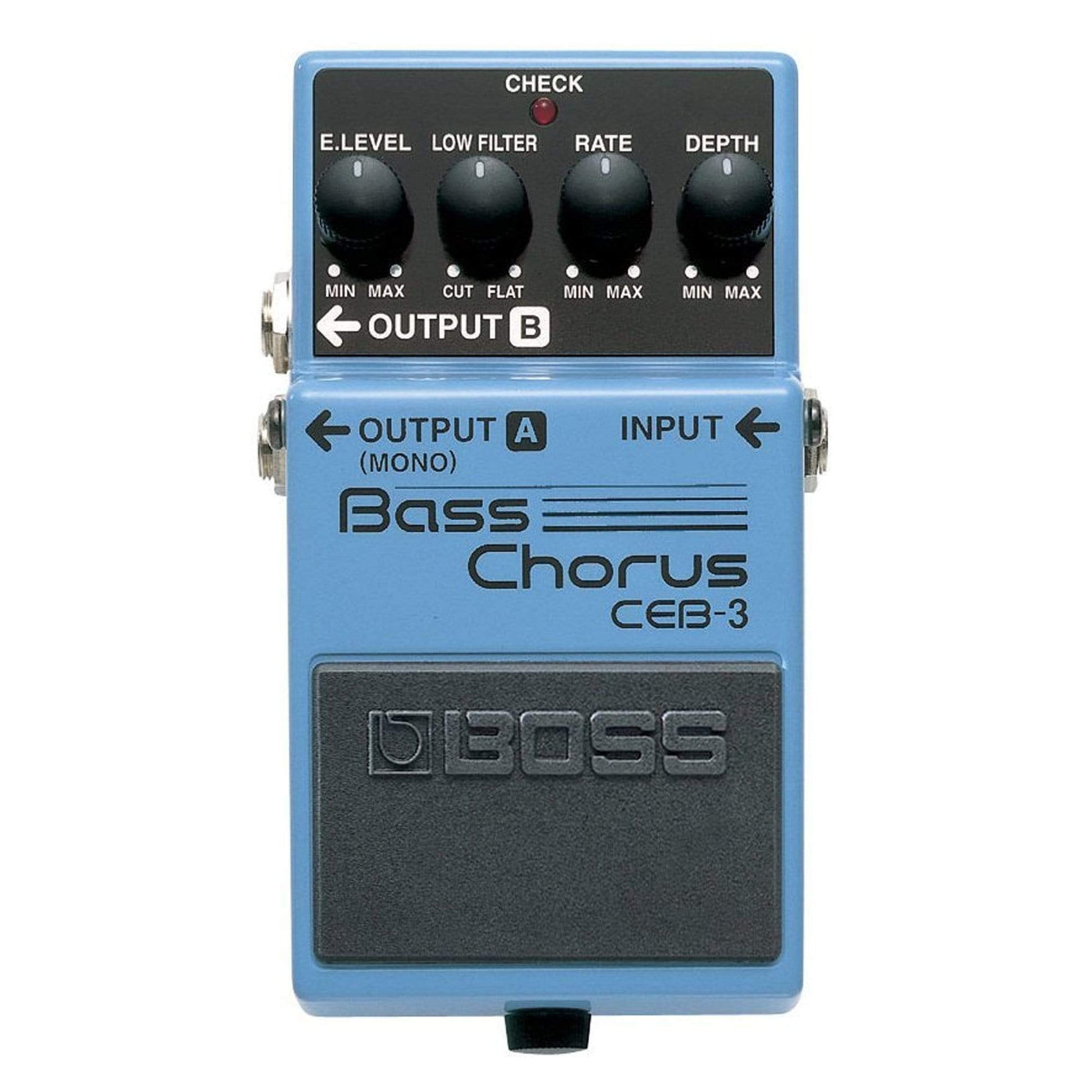 Boss CEB-3 Bass Chorus Bundle w/ 2 Roland Black Series 6 inch Patch Cables Effects and Pedals / Bass Pedals