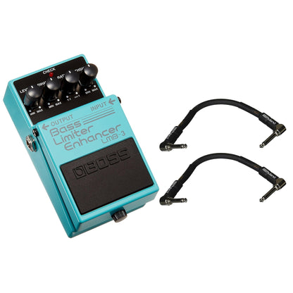 Boss LMB-3 Bass Limiter/Enhancer Pedal Bundle w/ 2 Roland Black Series 6 inch Patch Cables Effects and Pedals / Bass Pedals