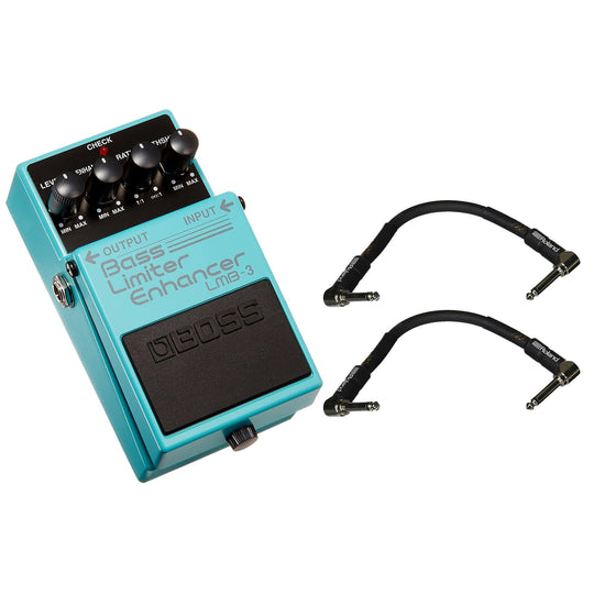 Boss LMB-3 Bass Limiter/Enhancer Pedal Bundle w/ 2 Roland Black Series 6 inch Patch Cables Effects and Pedals / Bass Pedals