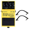 Boss ODB-3 Bass Overdrive Bundle w/ 2 Roland Black Series 6 inch Patch Cables Effects and Pedals / Bass Pedals