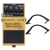 Boss AC-3 Acoustic Simulator Bundle w/ 2 Roland Black Series 6 inch Patch Cables Effects and Pedals