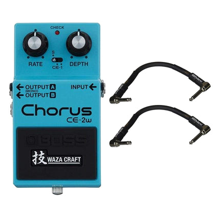 Boss CE-2W Chorus Bundle w/ 2 Roland Black Series 6 inch Patch Cables Effects and Pedals / Chorus and Vibrato