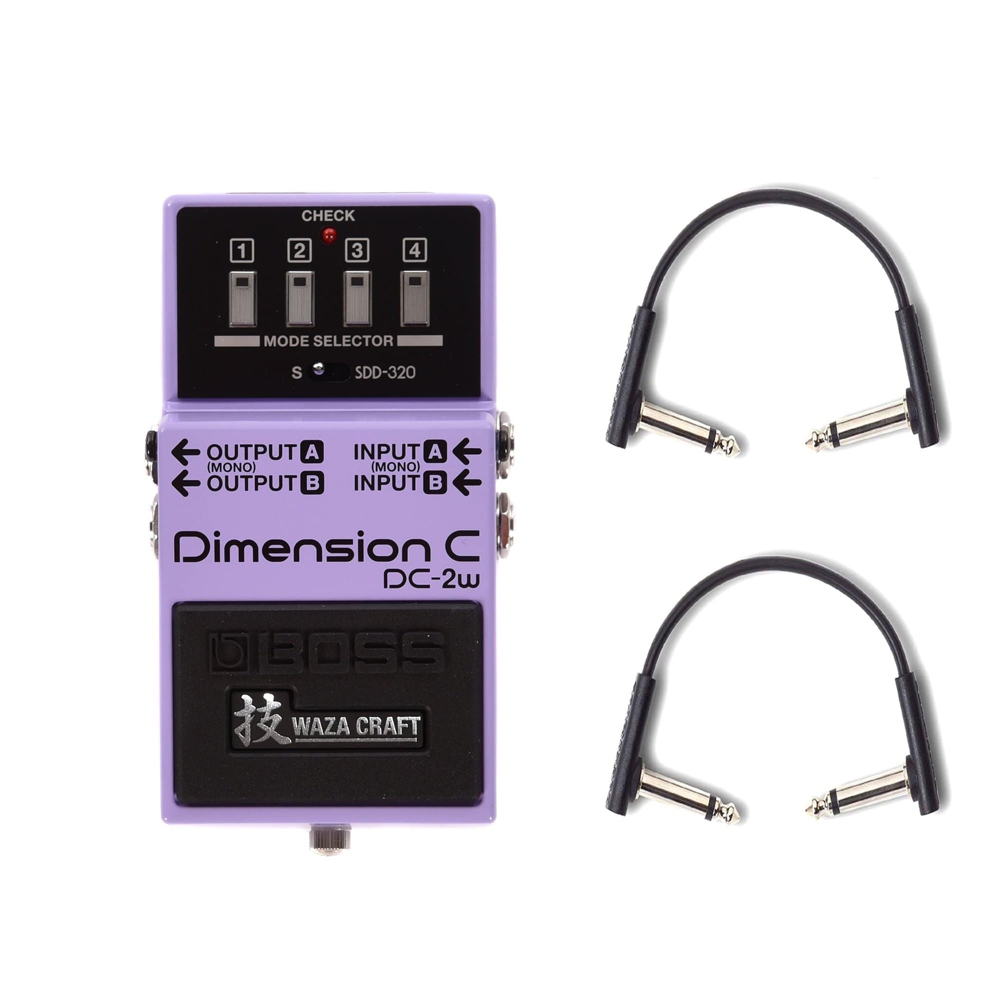 Boss DC-2W Dimension C Waza Craft Chorus Pedal w/RockBoard Flat Patch Cables Bundle