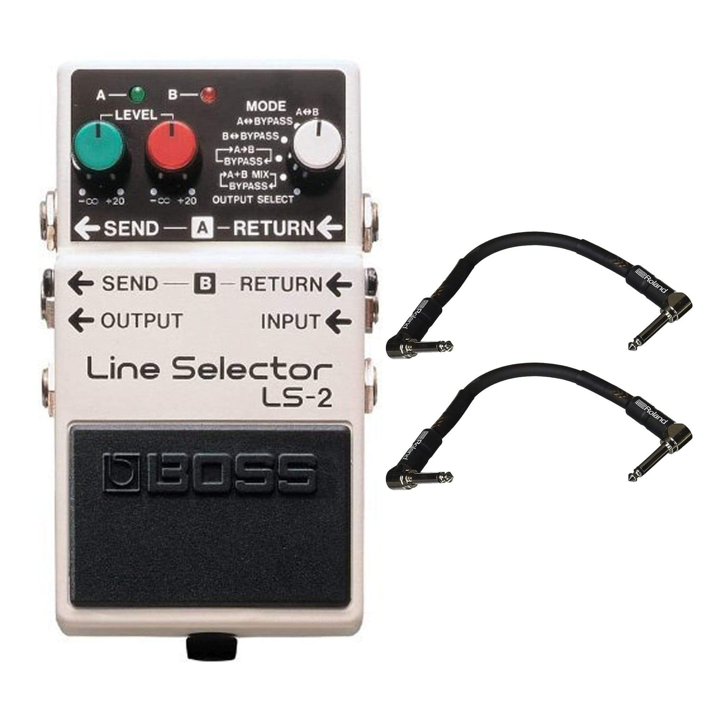 Boss LS-2 Line Selector Bundle w/ 2 Roland Black Series 6 inch Patch Cables Effects and Pedals / Controllers, Volume and Expression