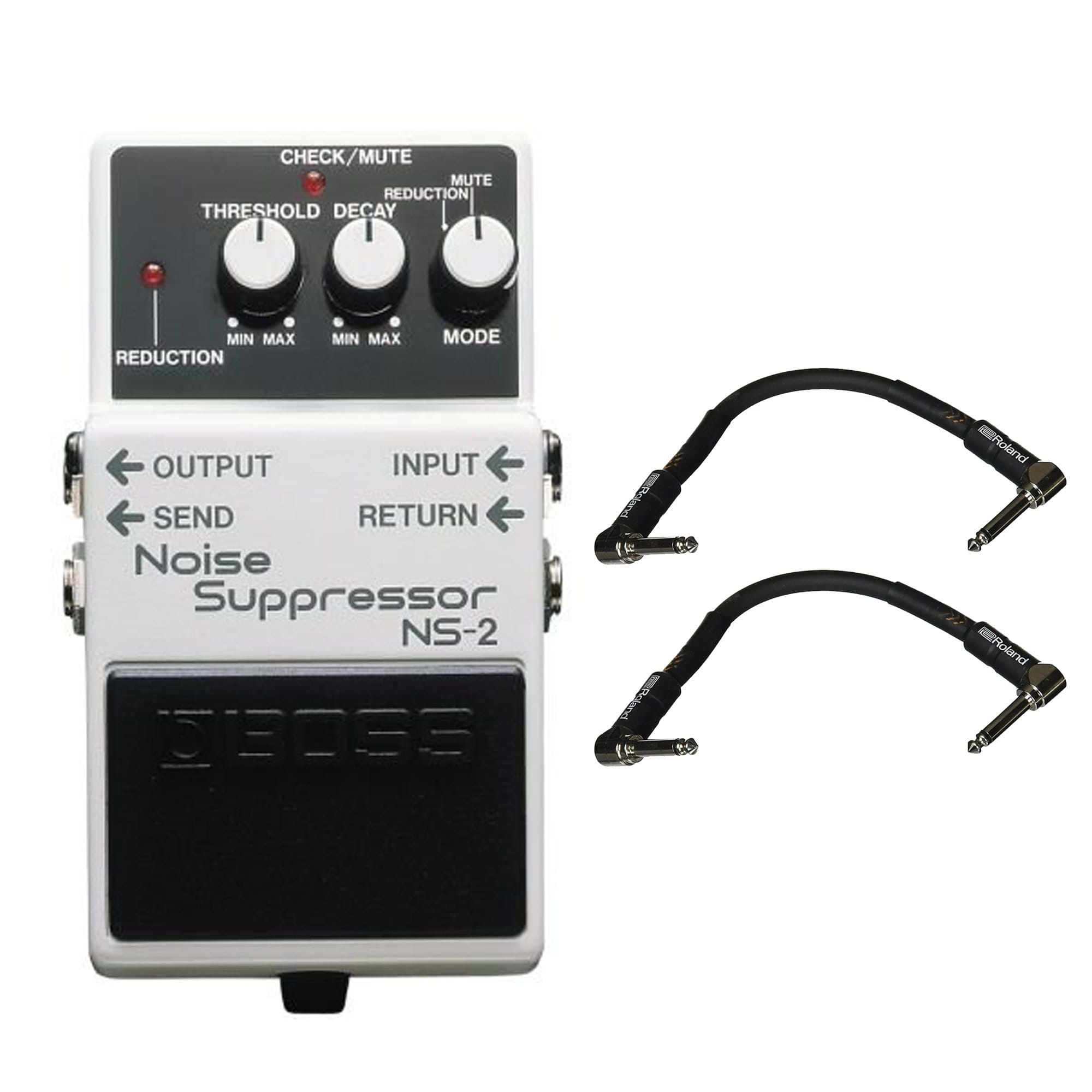 Boss NS-2 Noise Suppressor Bundle w/ 2 Roland Black Series 6 inch Patch Cables Effects and Pedals / Controllers, Volume and Expression