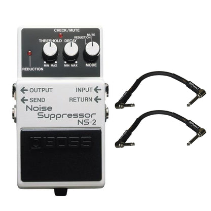 Boss NS-2 Noise Suppressor Bundle w/ 2 Roland Black Series 6 inch Patch Cables Effects and Pedals / Controllers, Volume and Expression