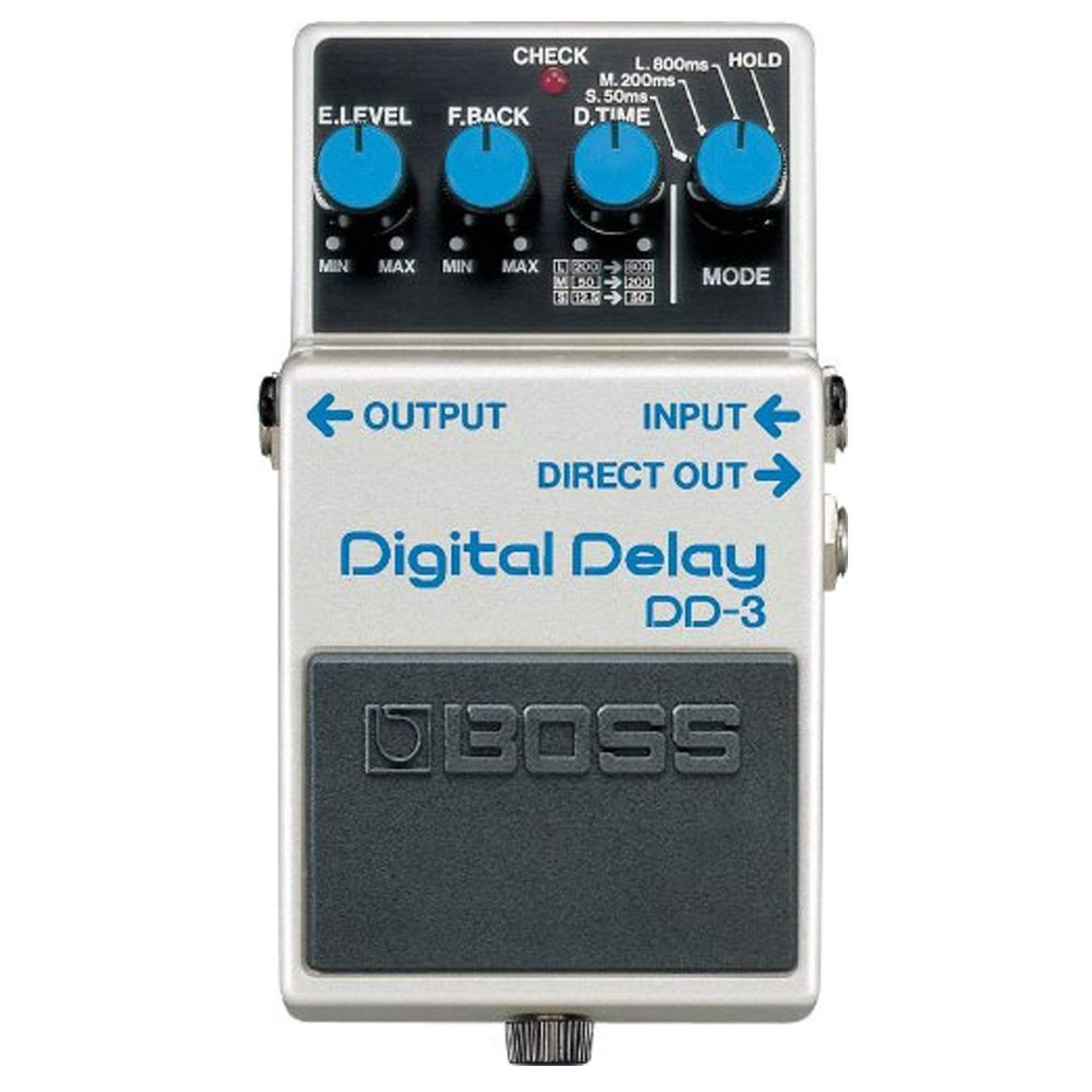 Boss DD-3 Digital Delay Bundle w/ 2 Roland Black Series 6 inch Patch Cables Effects and Pedals / Delay