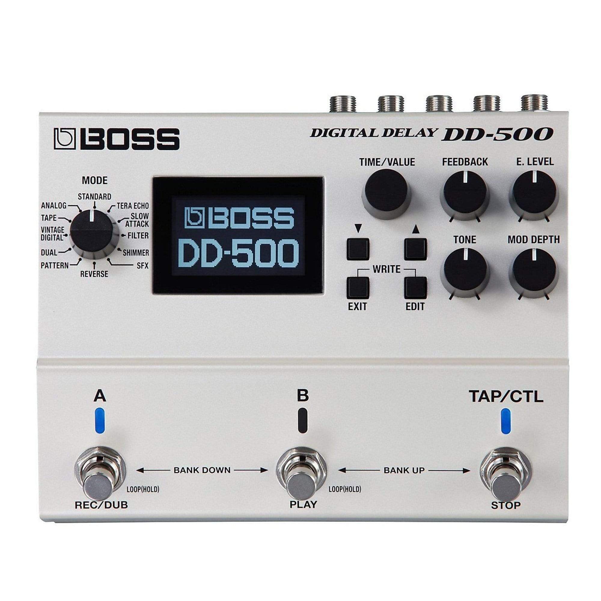 Boss DD-500 Digital Delay Bundle w/ 2 Roland Black Series 6 inch Patch Cables Effects and Pedals / Delay