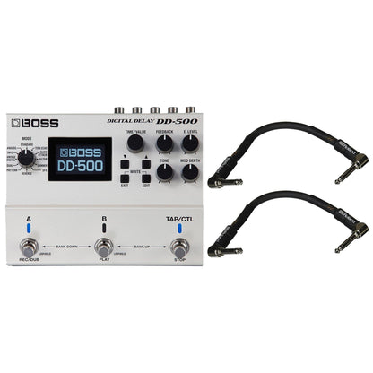 Boss DD-500 Digital Delay Bundle w/ 2 Roland Black Series 6 inch Patch Cables Effects and Pedals / Delay