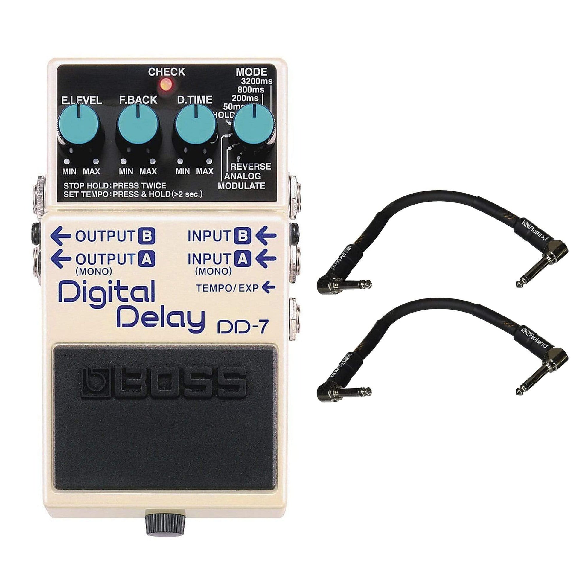 Boss DD-7 Digital Delay Bundle w/ 2 Roland Black Series 6 inch Patch C – Chicago Music Exchange