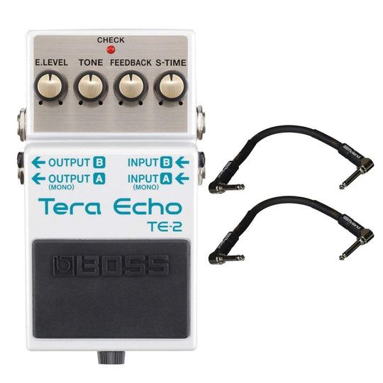 Boss TE-2 Tera Echo Bundle w/ 2 Roland Black Series 6 inch Patch Cables Effects and Pedals / Delay