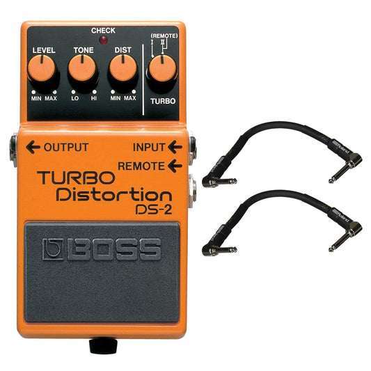 Boss DS-2 Turbo Distortion Bundle w/ 2 Roland Black Series 6 inch Patch Cables Effects and Pedals / Distortion