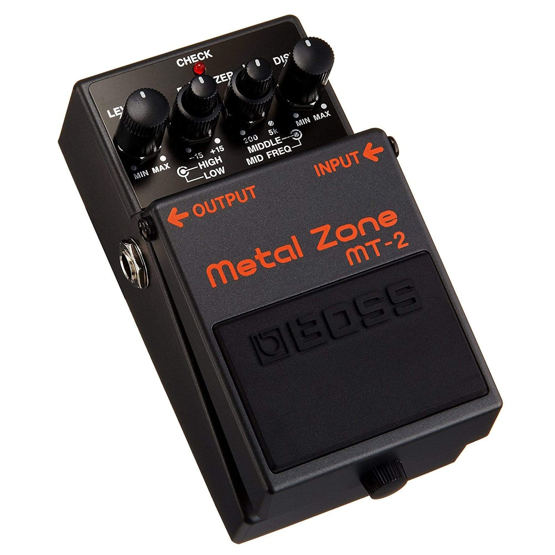 Boss MT-2 Metal Zone Bundle w/ 2 Roland Black Series 6 inch Patch Cables Effects and Pedals / Distortion