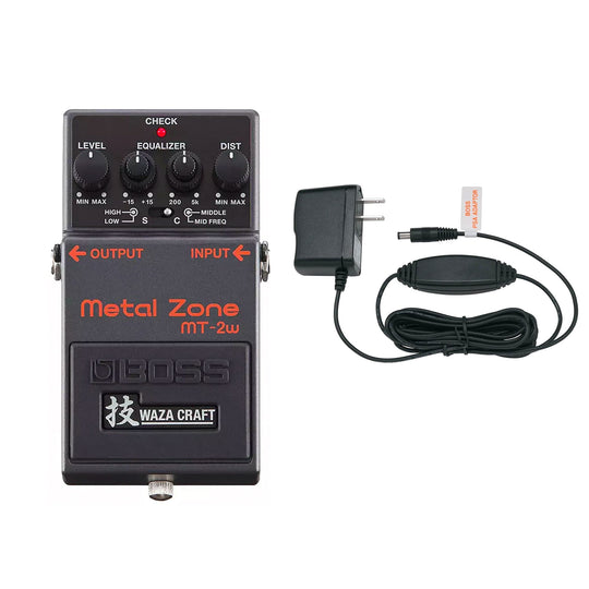 Boss MT-2W Metal Zone Waza Craft Distortion Pedal Bundle w/ Boss PSA-120S2 Power Supply Effects and Pedals / Distortion