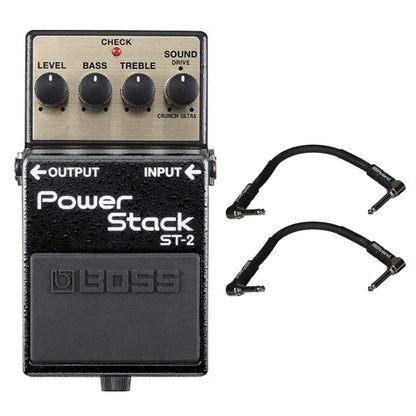 Boss ST-2 Power Stack Bundle w/ 2 Roland Black Series 6 inch Patch Cables Effects and Pedals / Distortion