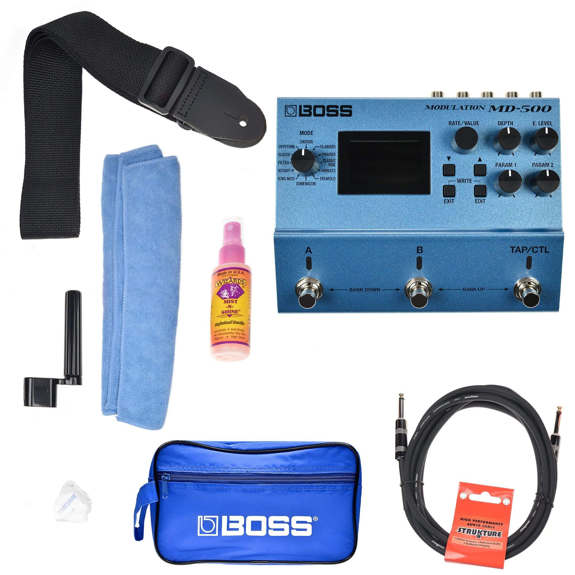 Boss MD-500 Modulation Pedal Boss Promo Accessories Bundle Effects and Pedals / Multi-Effect Unit