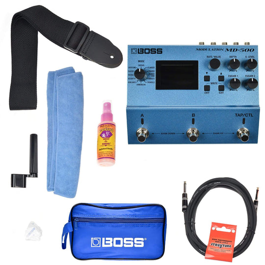 Boss MD-500 Modulation Pedal Boss Promo Accessories Bundle Effects and Pedals / Multi-Effect Unit