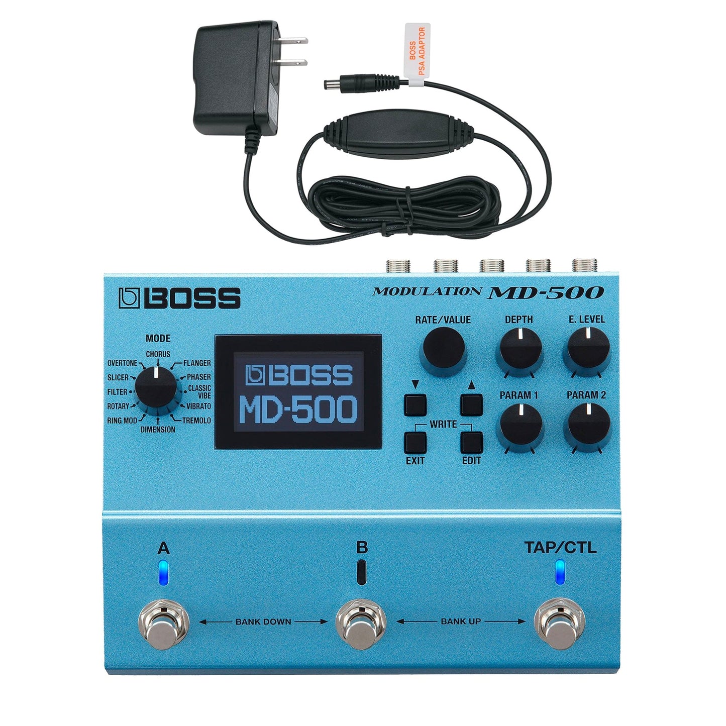 Boss MD-500 Modulation Pedal Bundle w/ Boss PSA-120S2 Power Supply Effects and Pedals / Multi-Effect Unit