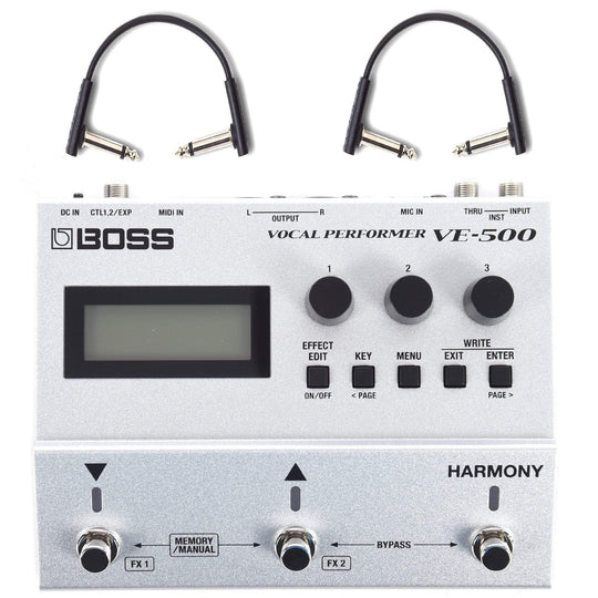 Boss VE-500 Vocal Performer Pedal w/RockBoard Flat Patch Cables Bundle Effects and Pedals / Multi-Effect Unit