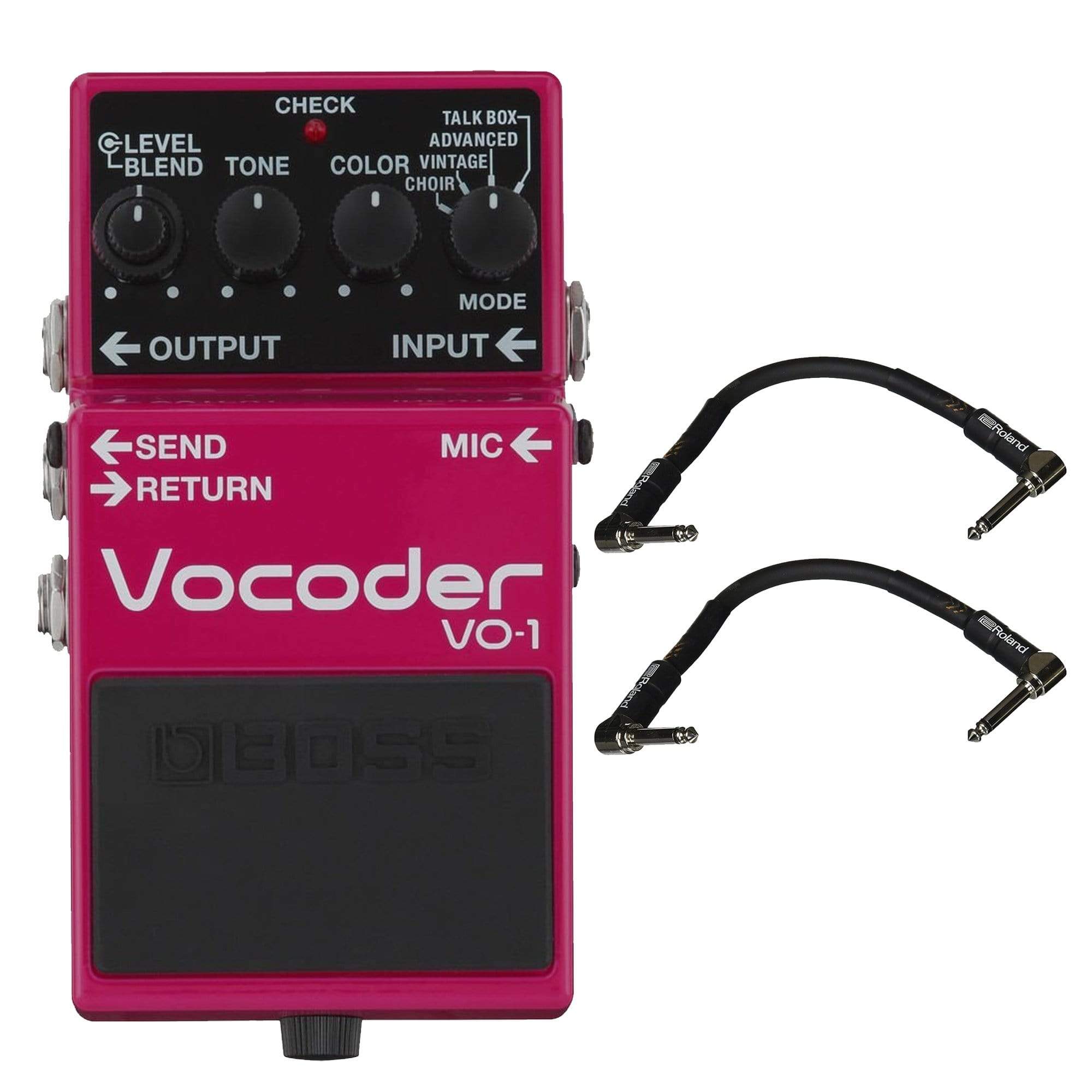 Boss VO-1 Vocoder Bundle w/ 2 Roland Black Series 6 inch Patch Cables Effects and Pedals / Noise Generators