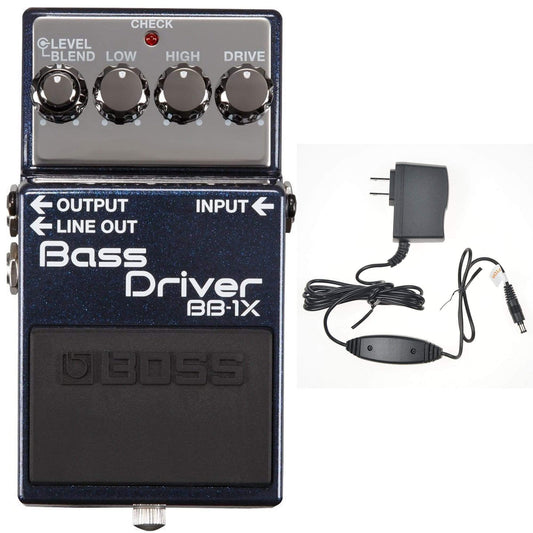 Boss BB-1X Bass Driver Bundle w/ Boss PSA-120S2 Power Supply Effects and Pedals / Overdrive and Boost