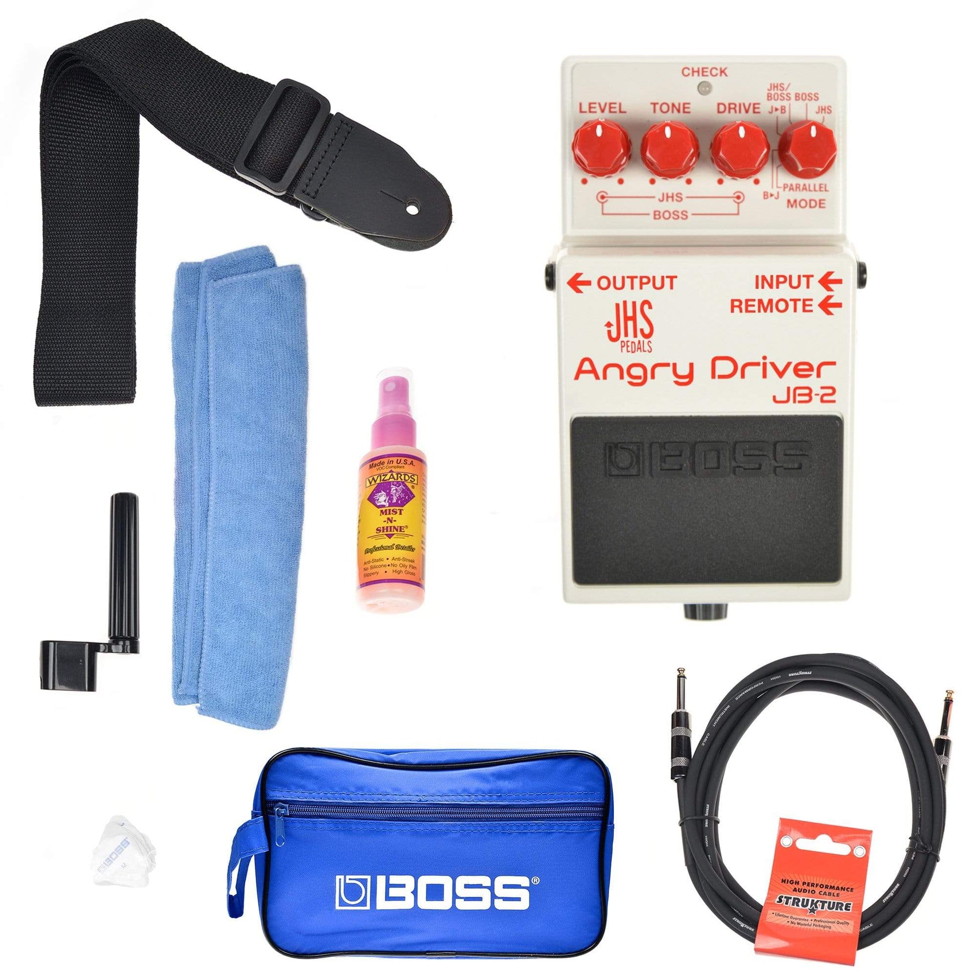 angry driver pedal Boss JHS JB-2 Angry Driver Boss Promo Accessories Bundle – Chicago Music Exchange