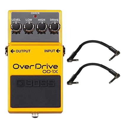 Boss OD-1X Overdrive Bundle w/ 2 Roland Black Series 6 inch Patch Cables Effects and Pedals / Overdrive and Boost